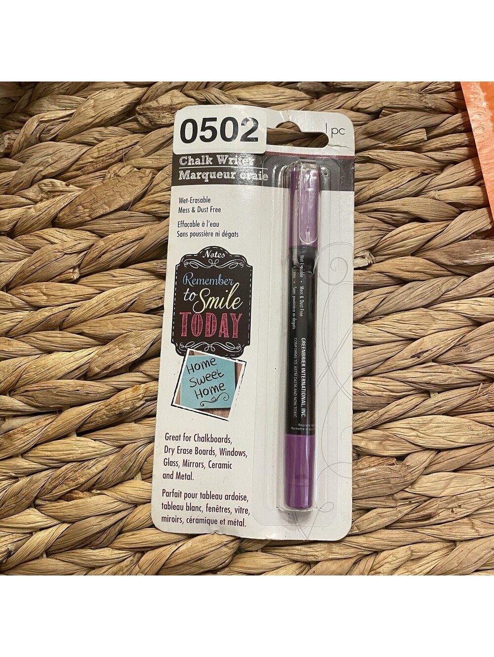 ✅Greenbrier Purple Chalk Writer Marker Wet Erase Glass Window #️⃣0502